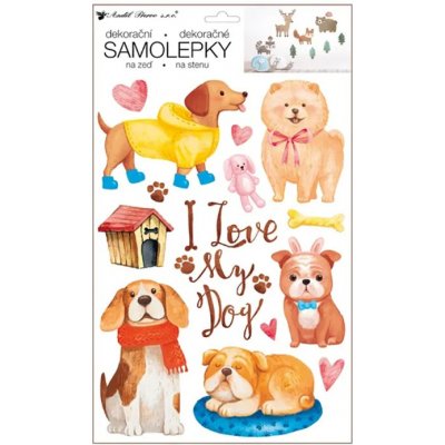 Anděl Dekorační samolepky na zeď Pejsci 24 x 42 cm – Zboží Mobilmania