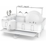 Odkapávač na nádobí Simplehuman s držákem na skleničky, rám z matné bílé oceli KT1198 – Zboží Mobilmania