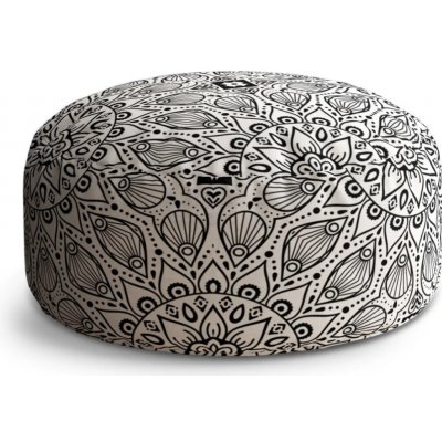 Sablio Taburet Circle Bílé mehendi: 38x48 cm – Zboží Mobilmania