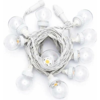 DECOLED Easy Fix LED party osvětlení, 5 m, venkovní, 10 transparentních kouliček, 70 teple bílých diod, bílý kabel, IP67, prodlužovací – Hledejceny.cz