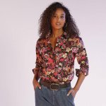 Košile na knoflíčky s potiskem květin černá/fuchsie – Hledejceny.cz