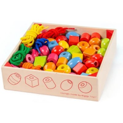Bigjigs Toys Dřevěné navlékací korálky v bedýnce – Sleviste.cz