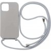 Pouzdro a kryt na mobilní telefon Pouzdro SES Gumové ochranné se šňůrkou na krk Apple iPhone SE 2020 - šedé