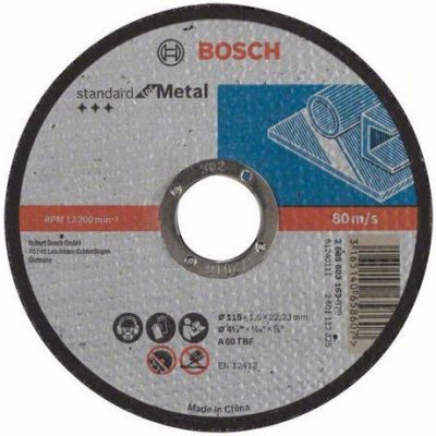 Bosch - Řezný kotouč rovný Standard for Metal A 60 T BF, 115 mm, 22,23 mm, 1,6 mm, 50 BAL – Zboží Mobilmania