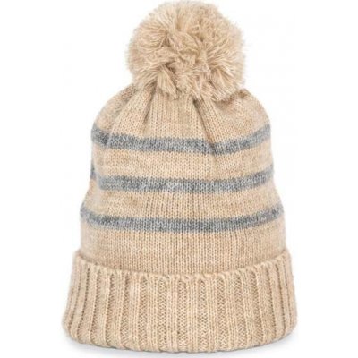 Pletená čepice s bambulí a proužky Yarn Light Sand Heather/Light Grey Heather – Hledejceny.cz
