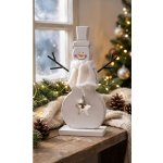 MagicHome Dekorace Vánoce Woodeco Sněhulák bílý bal. 2 ks 10x20 cm – Hledejceny.cz