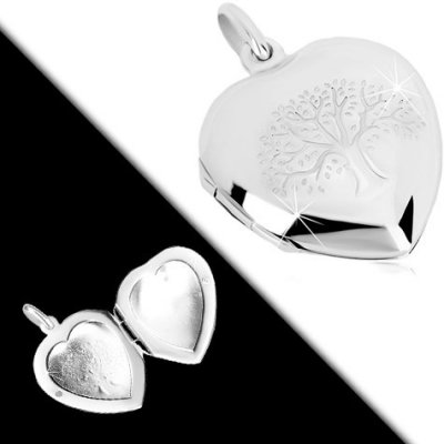 Šperky eshop Medailon ze stříbra 925 souměrné srdce s jemným gravírováním strom života R38.14 – Zboží Mobilmania