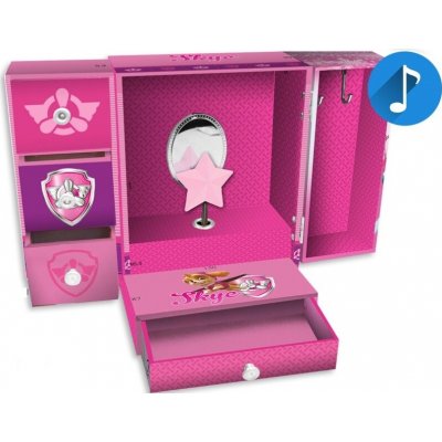 Euroswan Dívčí šperkovnice TLAPKOVÁ PATROLA SKYE skříňka s hracím strojkem růžová