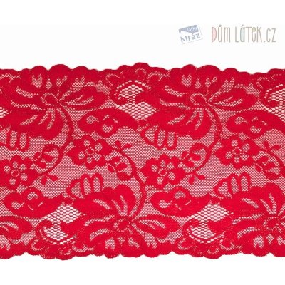 Elastická krajka červená, 150 mm – Zboží Dáma