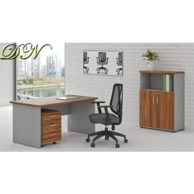 NABYTEK-DESIGNOVY.CZ - ZE 1.4 19 Sestava kancelářského nábytku Komfort 1.4 ořech/šedá – Zboží Dáma