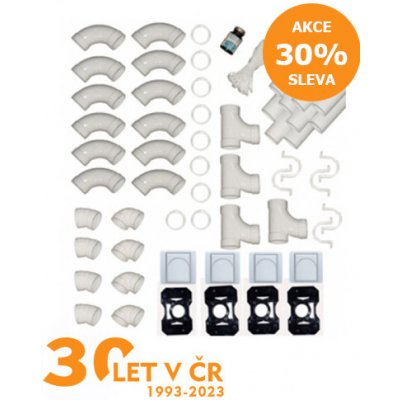 HUSKY Instalační sada - 4 vysavačové zásuvky ABB Element, 24m potrubí AKCE 30 let - KIT-NEW-4-ABB-AKCE