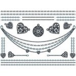 Černobílé řetízky se srdíčky sada tetovaček – Zboží Mobilmania