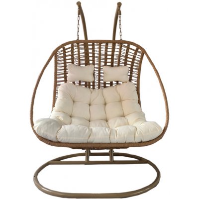 Pro-Tech shop Závěsné křeslo pro dva Suri přírodní krémový polštář přírodní rám 62070 FAT9996 – Zboží Dáma