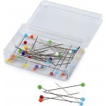 Špendlíky se skleněnou hlavičkou délka 32-38 mm, střední, nikl – Zboží Mobilmania