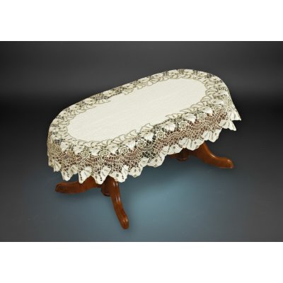 MyBestHome Žakárový ubrus Kosta oválný krémová/zlatá 170x110cm – Zbozi.Blesk.cz