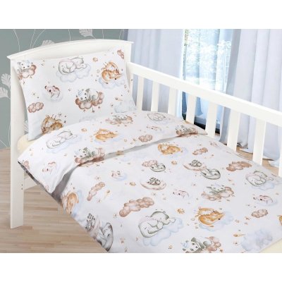 Bellatex Dětské povlečení bavlna Beáta Bílá Béžová Modrá 100 x 135 cm 45 x 60 cm – Zboží Dáma