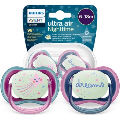 Avent Philips silikon dudlík Air night růžová 2ks – Zboží Mobilmania