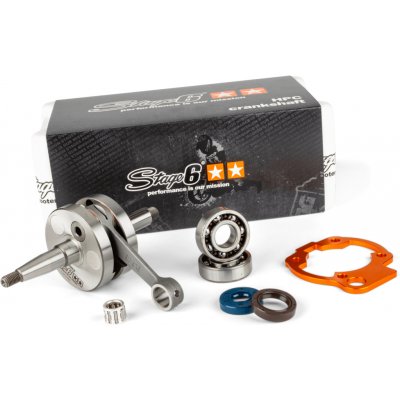 Klikový hřídel Stage6 HPC s distanční podložkou válce a ložisky, 45mm zdvih / 90mm ojnice, Minarelli AM6 – Zboží Mobilmania