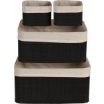 Úložné košíky Excellent KO-HX9100610 sada 4 ks bambus / textil černá – Hledejceny.cz