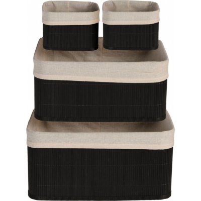 Úložné košíky Excellent KO-HX9100610 sada 4 ks bambus / textil černá – Hledejceny.cz