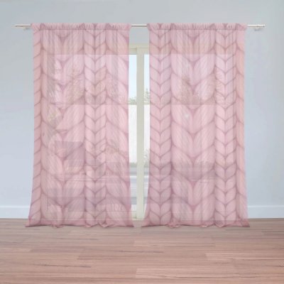 Záclony Střídajíci růžové pletení: 2 ks - 150x250 cm - Sablio – Hledejceny.cz