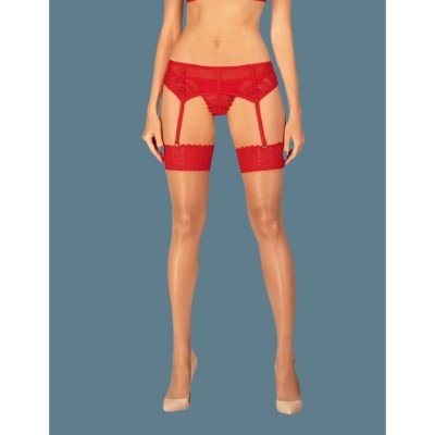 Obsessive Ingridia Stockings Red – Zboží Mobilmania