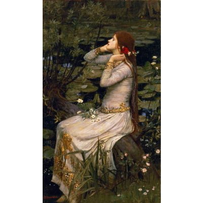 Plakát, Obraz - Ophelia, 1894, Waterhouse, John William, 22.2 × 40 cm – Zboží Dáma