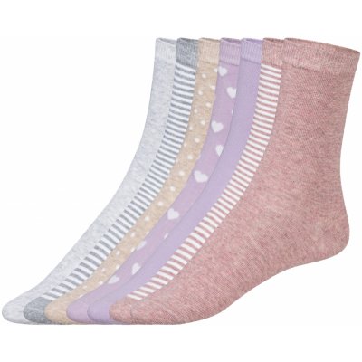Esmara dámské ponožky s BIO bavlnou 7 párů lila fialová / růžová / béžová / šedá