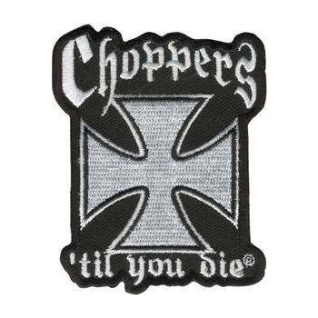 Nášivka Maltézský kříž Choppers 'til you die 7,5x7,5cm PPA1132