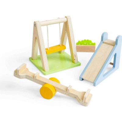 Bigjigs Toys Dřevěný nábytek do domečku pro panenky Venkovní hřiště – Zboží Mobilmania