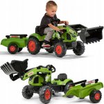 Falk šlapací traktor 2070W Claas backhoe s přední a zadní lžící a přívěsem – Zboží Dáma