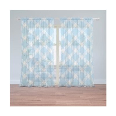 Sablio Záclony Modrobílé čtverce: 2ks 150x250cm – Hledejceny.cz