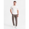 Pánské klasické kalhoty Ombre Clothing pánské slim fit chino kalhoty Hnědé