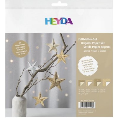 Heyda Papíry na origami 15x15cm a 20x20cm 20ks kraft se zlatými hvězdičkami – Zbozi.Blesk.cz