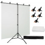 FILM-TECHNIKA Bílé projekční plátno z bavlny + T-stativ + 5 svorek T Background Kit – Zboží Živě