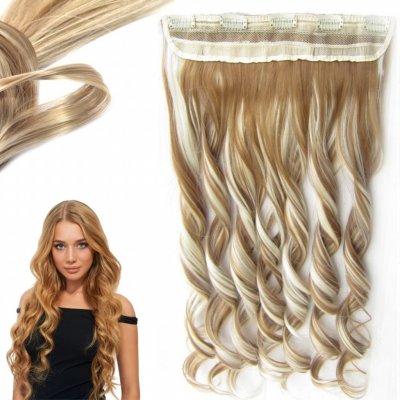 Girlshow Clip in pás vlasů vlnité lokny 55 cm odstín F613/27 (melír beach blond v karamelové) – Zboží Mobilmania