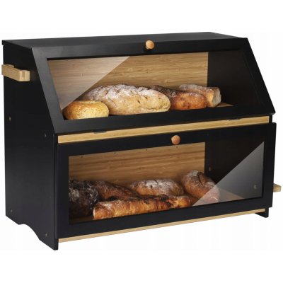Bambusový chlebník Leader Accessories, 2patrový, černý, 50x25x37 cm – Zboží Mobilmania