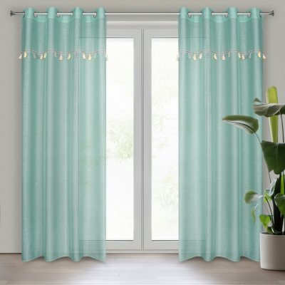 EUROFIRANY DĚTSKÁ ZÁCLONA NA KROUŽCÍCH KIDS 2 140X250 CM MENTOLOVÁ – Sleviste.cz