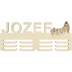 LYMFY Dřevěný držák na medaile s laserováním 45cm Mushing přírodní dřevo – Zboží Dáma