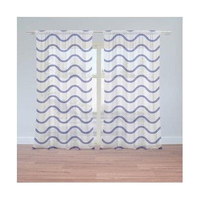 Sablio Záclony Modré vlnky: 2ks 150x250cm – Hledejceny.cz