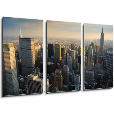Obraz 3D třídílný - 90 x 50 cm - NEW YORK CITY SKYLINE new york město new york manhattan