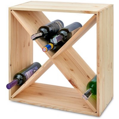 ČistéDřevo Dřevěný regál na víno kříž 52 x 52 x 25 cm - 1 ks