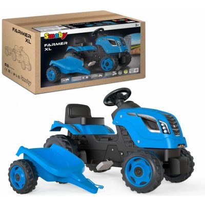 Smoby Šlapací traktor Farmer XL modrý s vozíkem – Zboží Dáma