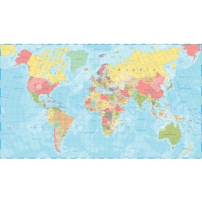 Magnetická mapa Světa, politická, barevná (samolepící feretická fólie) 117 x 66 cm