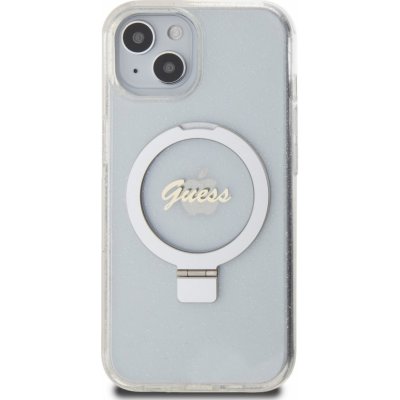Guess IML Ring Stand Glitter MagSafe Apple iPhone 15 Pro čiré
