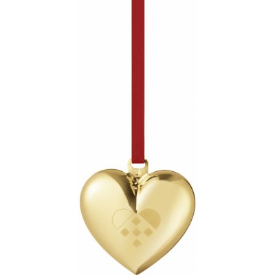 Georg Jensen Pozlacená vánoční ozdoba Heart 2025 sběratelská edice, zlatá barva, kov, textil – Hledejceny.cz