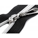 Spirálový zip se stříbrnými zoubky šíře 7 mm délka 70 cm, malé, 322 černá – Zboží Mobilmania