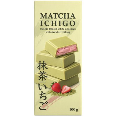 Matcha Ichigo bílá čokoláda s příchutí matcha s náplní s příchutí jahody 100 g – Zboží Dáma