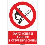 ZÁKAZ KOUŘENÍ A VSTUPU S OTEVŘENÝM OHNĚM plast 0,5mm 400x300 mm – Zboží Dáma
