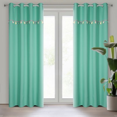 EUROFIRANY DĚTSKÝ ZÁVĚS NA KROUŽCÍCH KIDS 2 140X250 CM MENTOLOVÁ – Sleviste.cz